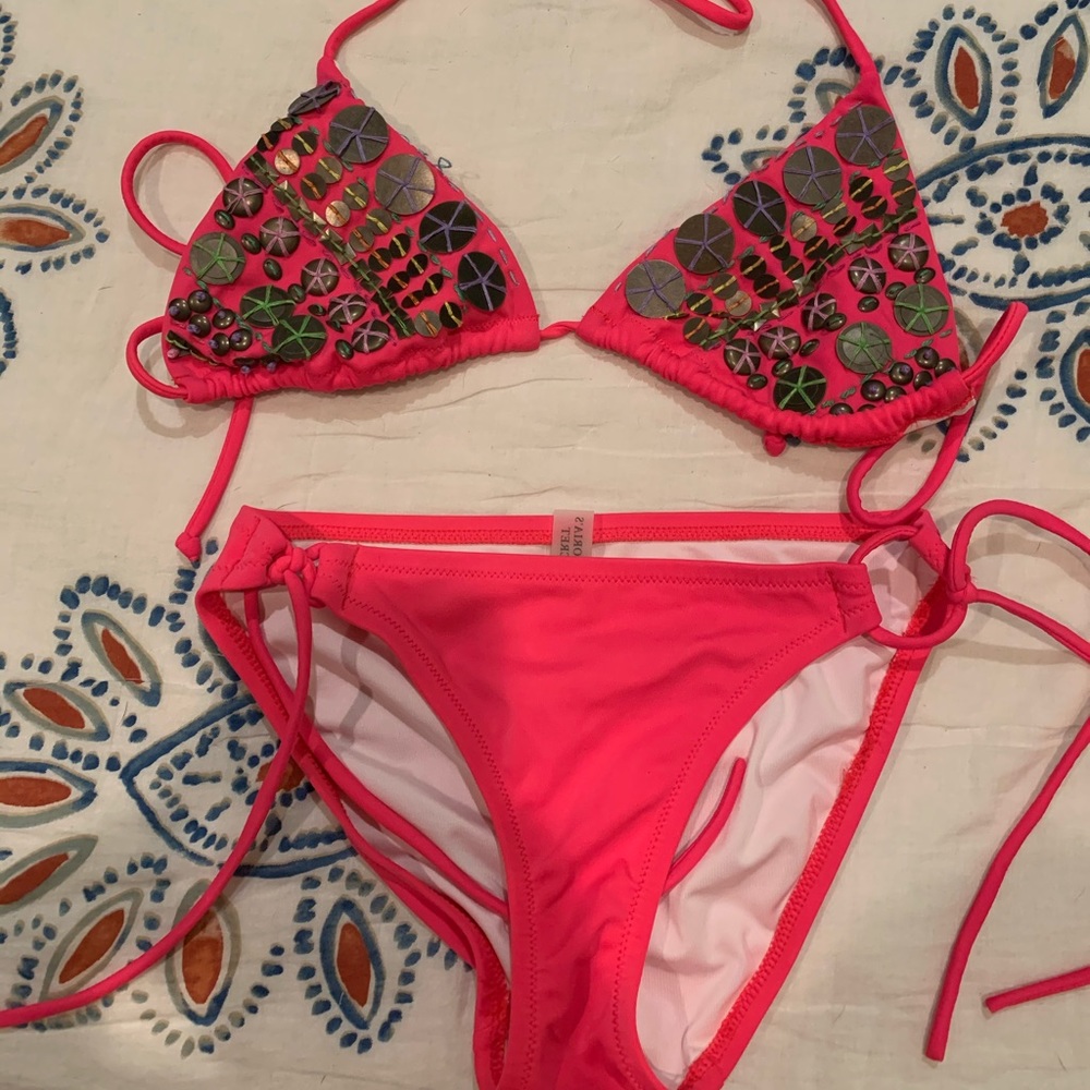 Victoria Secret Hot Pink Beaded Bikini
